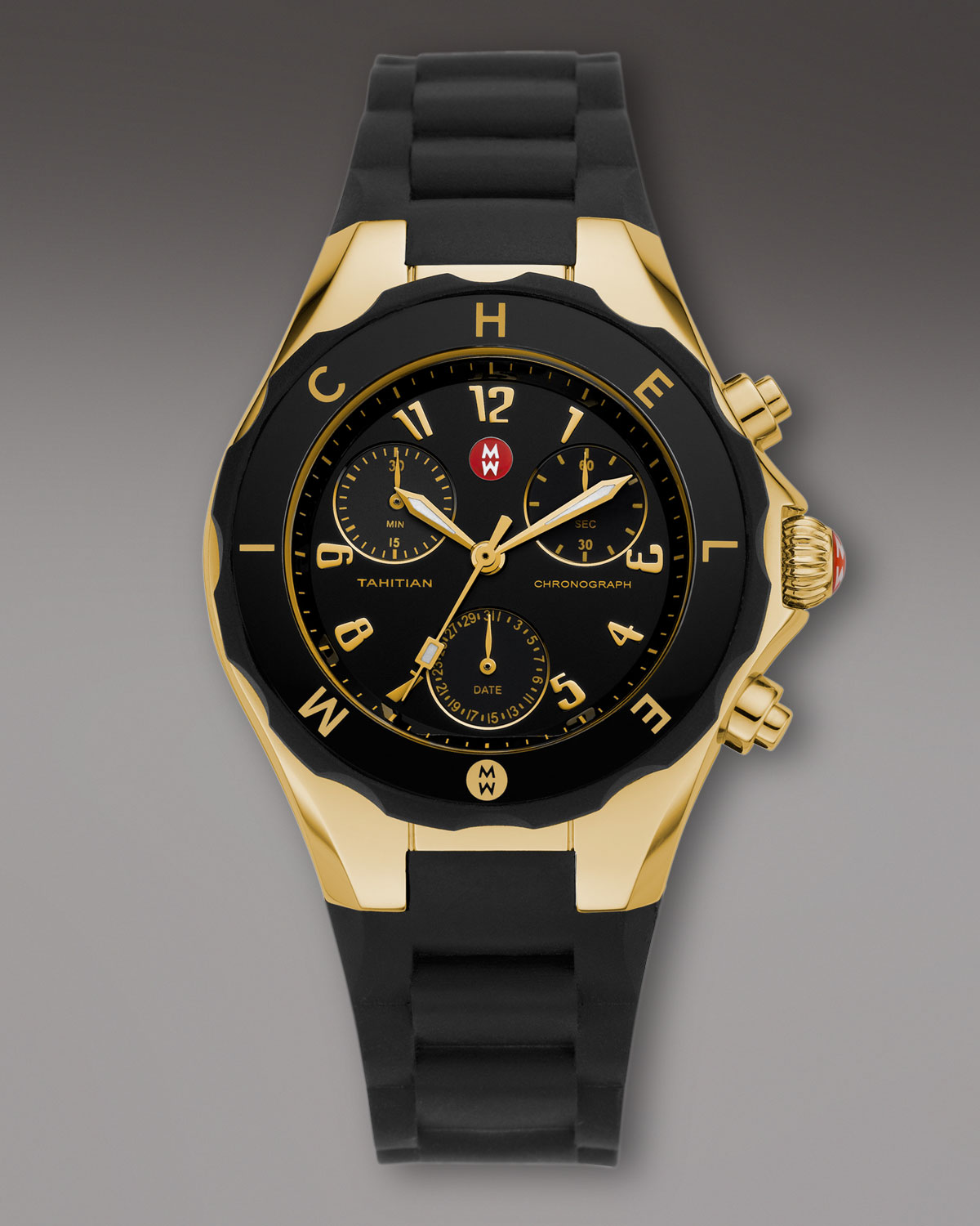 Michele Tahitian Large Jelly Bean Chronograph, Black/golden in Black Lyst