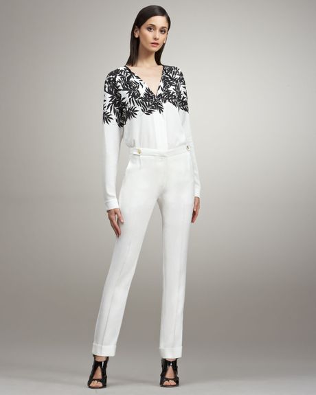 Peter Som Cropped Narrow Trousers in White - Lyst