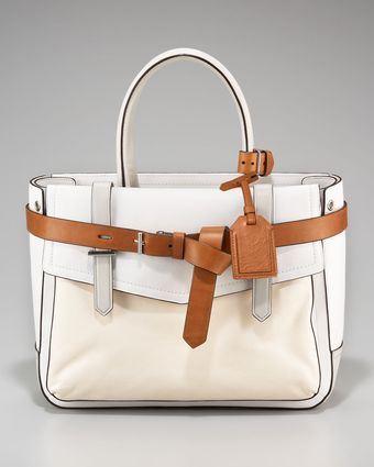 Boxer Tote, White/saddle 