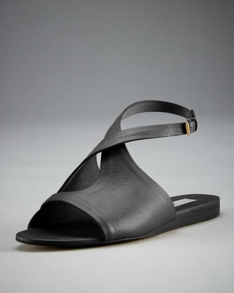 black ankle wrap flats