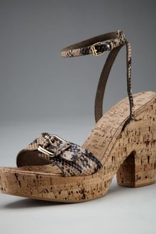 Stella McCartney Python-print Cork-heel Sandal - Lyst