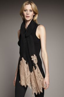Valentino Signature Lace-trim Plisse Stole - Lyst