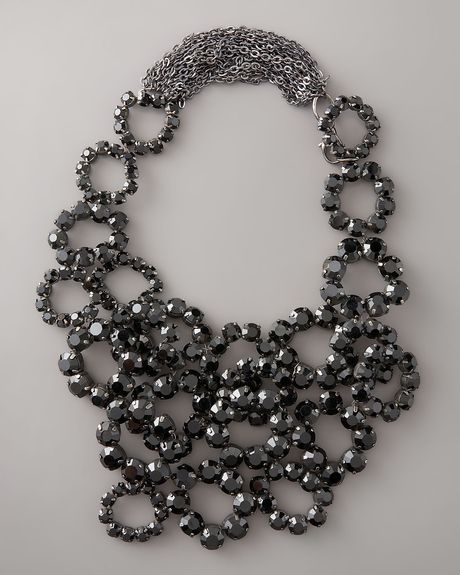 Vera Wang Crystal Bib Necklace in Black - Lyst
