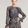Yves Saint Laurent Printed Rufflecuff Blouse in Gray (multi colors) - Lyst