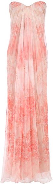 Alexander McQueen Sea Anemones Printed Silk Chiffon Bustier Gown - Lyst