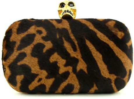 Alexander Mcqueen Leopard Pony Hair Skull Clutch in Animal (leopard) - Lyst