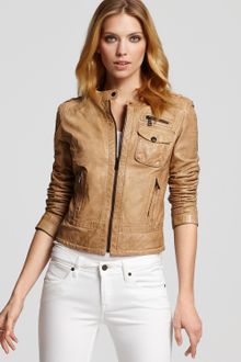 Andrew Marc Collarless Lamb Leather Jacket - Lyst