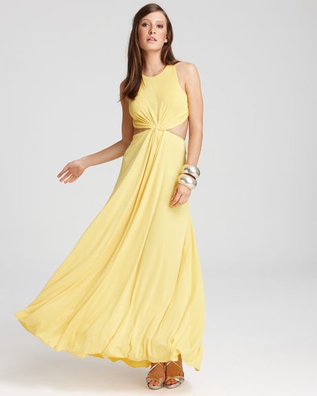 Bcbgmaxazria Gown Cutout Waist and Back in Yellow (radiant yellow) - Lyst