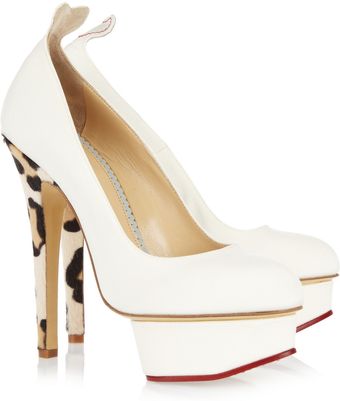 Charlotte Olympia Love Dolly Twill and Calf Hair Pumps - Lyst