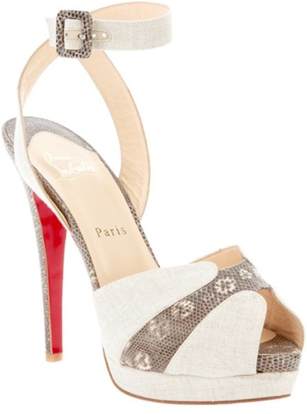 Christian Louboutin Peep Toe Sandal in Gray (white) - Lyst