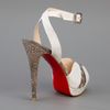 Christian Louboutin Peep Toe Sandal in Gray (white) - Lyst