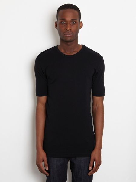 Comme Des Garçons Plain Cotton Rib Tshirt in Black for Men - Lyst