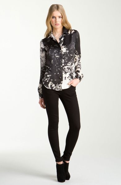 Roberto Cavalli Appaloosa Print Satin Shirt in Black - Lyst