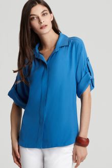 Lafayette 148 New York Sheena Matte Silk Blouse - Lyst