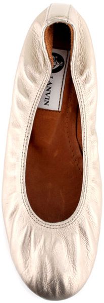 Lanvin Metallic Ballerina in Beige - Lyst