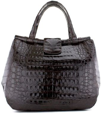  Chocolate Double Handle Croc Handbag 