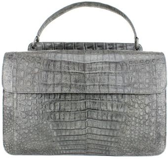 Grey Crocodile Structured Handbag 