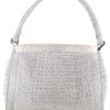 Nancy Gonzalez Grey Metallic Ringtail Lizard Croc Shoulder Bag in Gray (grey) - Lyst