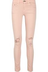 Rag & Bone The Skinny Peach Distressed Lowrise Twill Jeans