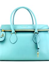 Rochas Aqua Scalloped Leather Satchel