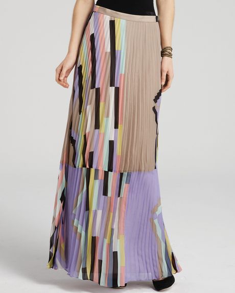 Tibi Skirt Sunray Pleated in Brown (tan multi) - Lyst