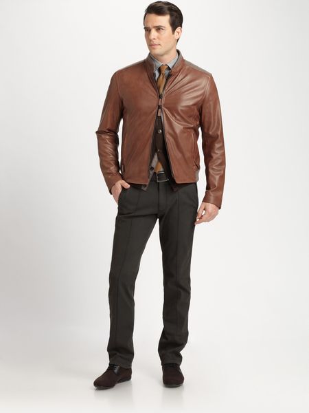 Armani Cotton Trousers in Brown for Men - Lyst