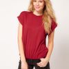 Asos Collection Asos Tshirt in Loop Back with Gathered Hem in Red (burntredorange) - Lyst