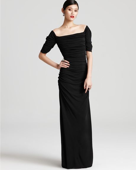 Badgley Mischka Gown Off Shoulder Gown in Black - Lyst