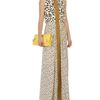 Balenciaga Long Printed Silk Dress in Yellow (black white) - Lyst