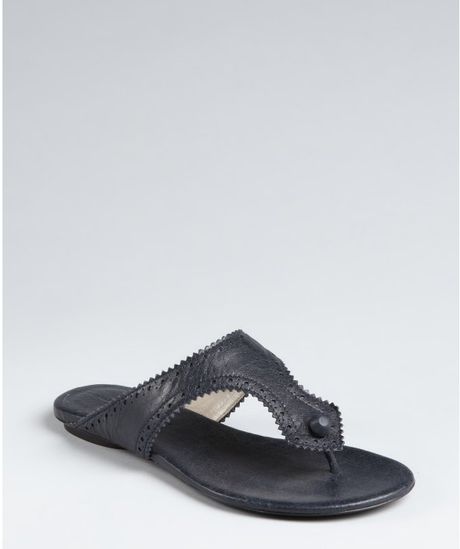 Balenciaga Dark Night Leather Arena Tooled Thong Sandals in Blue - Lyst