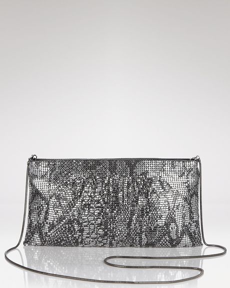 Bcbgmaxazria Clutch Python Print Mesh in Silver (gunmetal) - Lyst