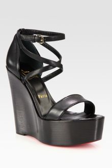 Christian Louboutin Leather Wedge Platform Sandals - Lyst