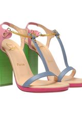 Christian Louboutin Sylvieta Pastel Leather and Snake Chain Sandals