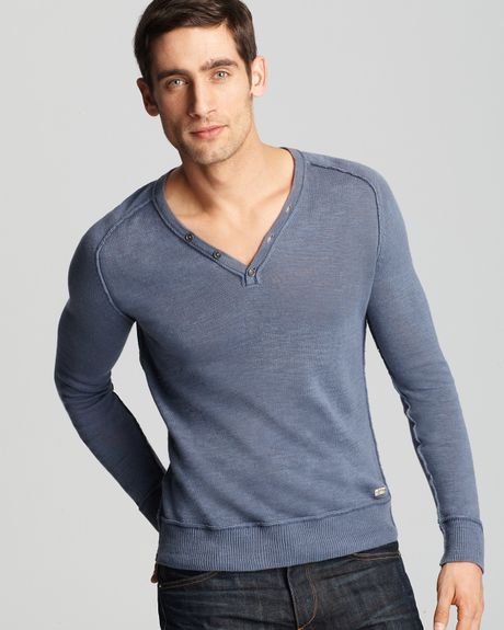 Converse Black Canvas Henley Sweater in Blue for Men (blue blush) - Lyst