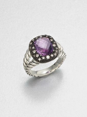  Diamond Accented Amethyst Sterling Silver Ring 