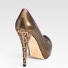 Fendi Superstar Metallic Leather Platform Pumps in Gold (bronze) - Lyst