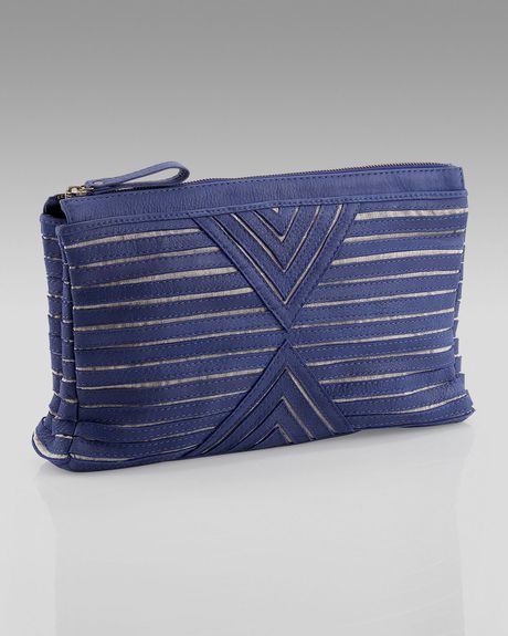 House Of Harlow Riley Leather Oversized Clutch in Blue (cobalt) - Lyst