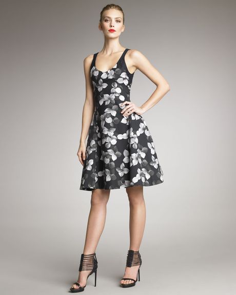 Jason Wu Floralprint Dress in Gray (grey black) - Lyst