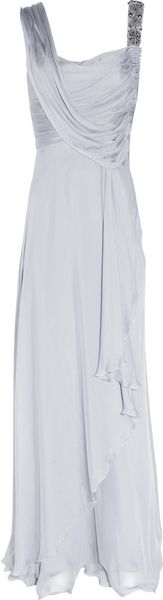 Matthew Williamson Asymmetric Silk Chiffon Gown in Purple (gray) - Lyst