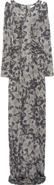 Matthew Williamson Printed Satinjersey Gown in Gray (anthracite) - Lyst