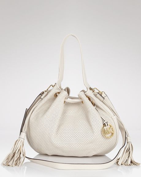 Michael Kors Michael Shoulder Bag Marina Leather in White (vanilla) - Lyst