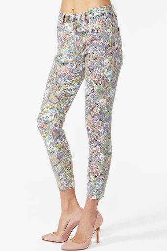 Nasty Gal Run Down Skinny Jeans Floral - Lyst