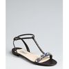Prada Black Leather Embellished Tstrap Sandals in Black - Lyst