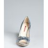 Prada Prada Sport Dusty Blue Snakeskin Peep Toe Cork Wedges in Blue - Lyst