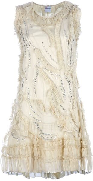 Red Valentino Embellished Dress in Beige (nude) - Lyst