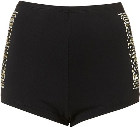 Topshop Aztec Side Stud Knicker in Black - Lyst