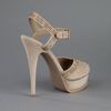 Yves Saint Laurent Studded Peep Toe Sandal in Beige - Lyst