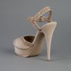 Yves Saint Laurent Studded Peep Toe Sandal in Beige - Lyst