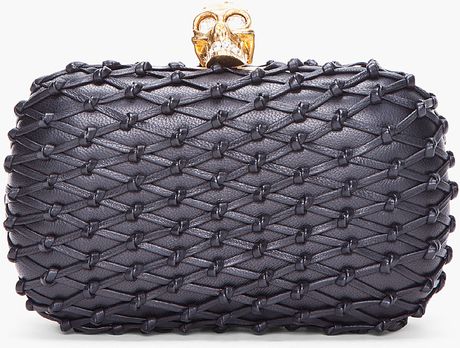 Alexander Mcqueen Black Box Net Skull Clutch in Black - Lyst