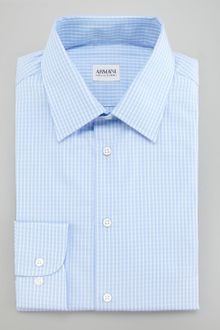 Armani Trimfit Check Dress Shirt Light Blue - Lyst